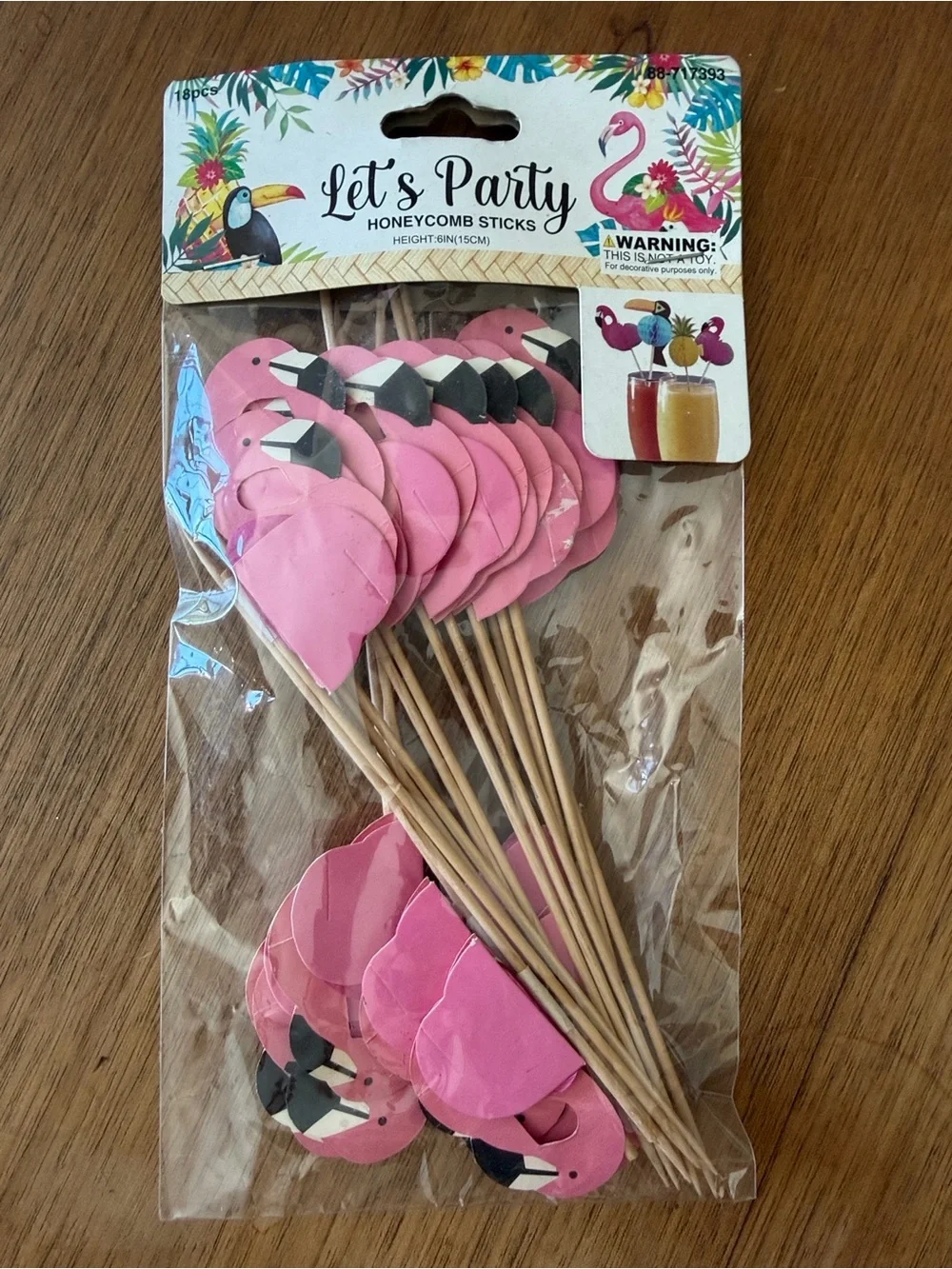 Let’s Party Pink Flamingo Cocktail Picks - Pack of Honeycomb Sticks